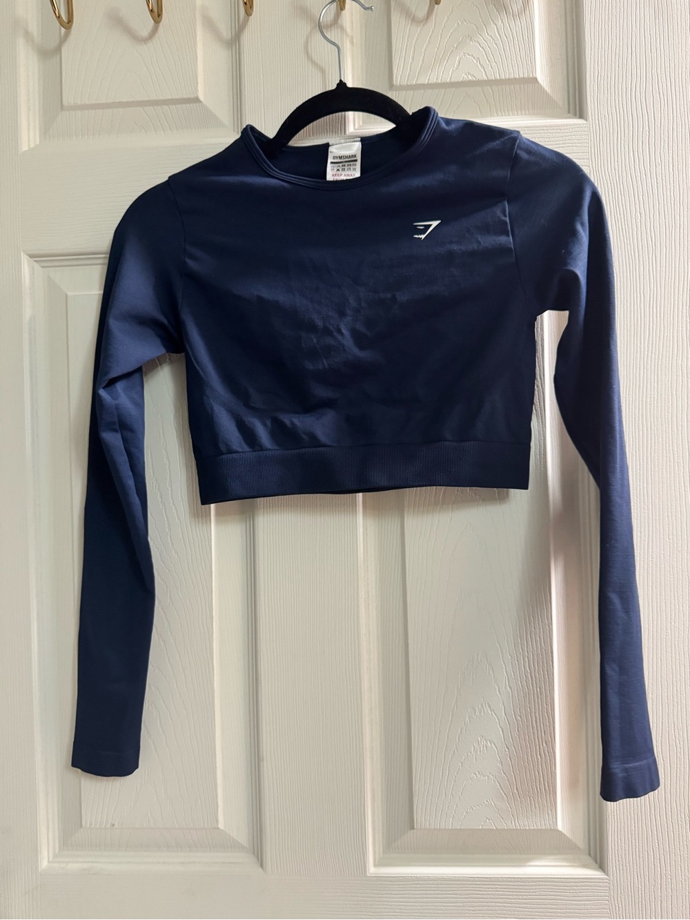 Gymshark Navy Long Sleeve Cropped Workout Top